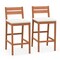 Patio Eucalyptus Wood Bar Stools Set Of 2 Outdoor Bar Height Patio Chairs W/ Cushions